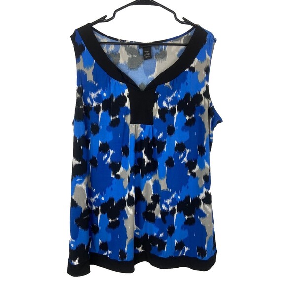 Lane Bryant Tops - Lane Bryant Blue Black Abstract Pattern Sleeveless Top Womens Size 18/20W Dressy